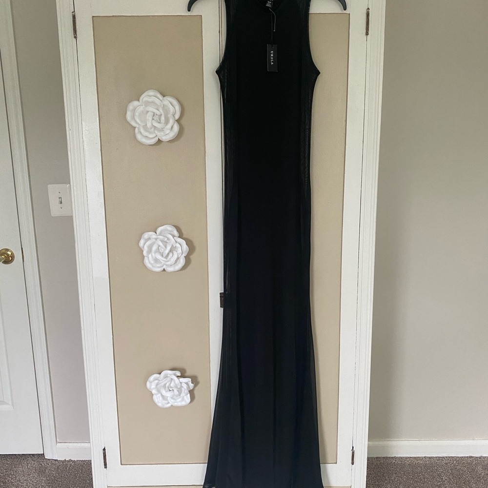 UK2LA Black Sheer Sides Fitting  Maxi Gown